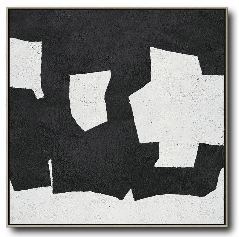 Original Extra Large Wall Art,Oversized Minimal Black And White Painting - Large Canvas Wall Art For Sale